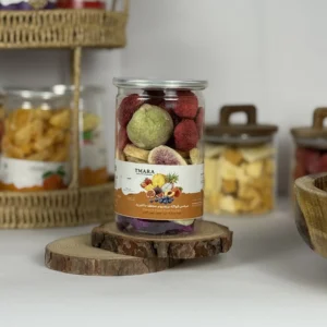 قطع فواكه متنوعة مجففة بالتبريد بقوام هش ومقرمش